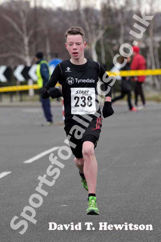 Max Pearson (Tynedale) finishing 3rd in the under-15s  Elswick Road Relays.